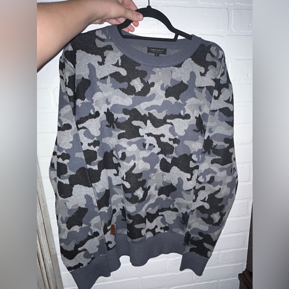 Simply Southern Black and Gray Camo Sweater